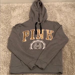 A grey and rose gold sparkle Pink hoodie